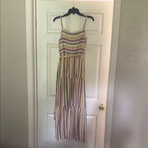 Julia Jordan Pink and Yellow Spaghetti Strap Maxi Sundress